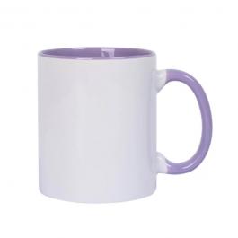 Caneca Personalizada Porcelana 98x205mm Lilás Sublimação Colorida Dentro e Alça 